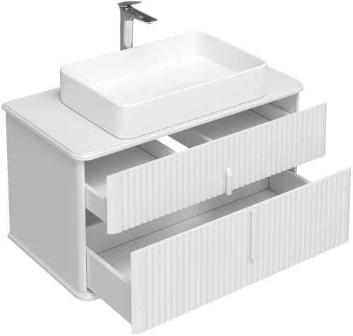 Тумба с раковиной STWORKI Молде 95 белая, со столешницей, раковиной Молде S23410WH в Новороссийске